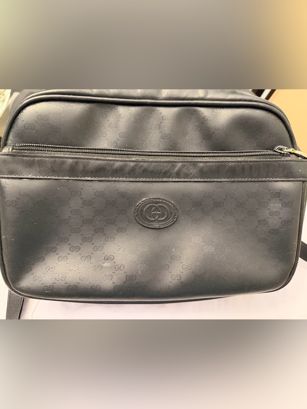 Gucci Black GG Monogram Messenger Crossbody